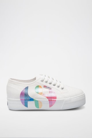 Sneakers con zeppa 2790-COTW PRINTED LOGO GLITT - Bianco
