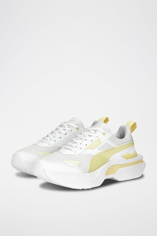 Sneakers in pelle Kosmo Rider Tech - Bianco e giallo