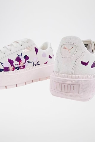 Sneakers platform in pelle scamosciata Trace Flowery - Bianco