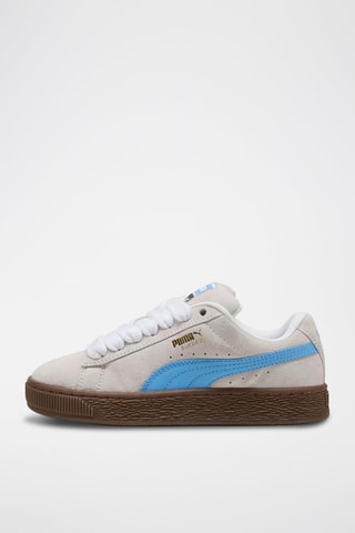Sneakers in pelle scamosciata Suede XL - Bianco e celeste