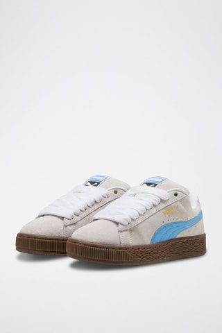 Sneakers in pelle scamosciata Suede XL - Bianco e celeste