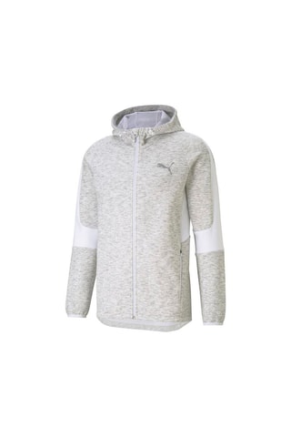 Giacca con cappuccio Evostripe - Grigio chiaro melange e bianco