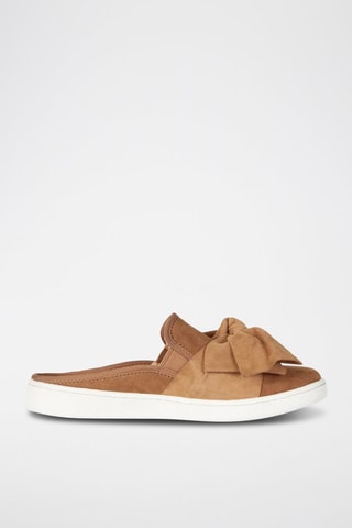 Ciabatte in pelle scamosciata Luci Bow - Cammello