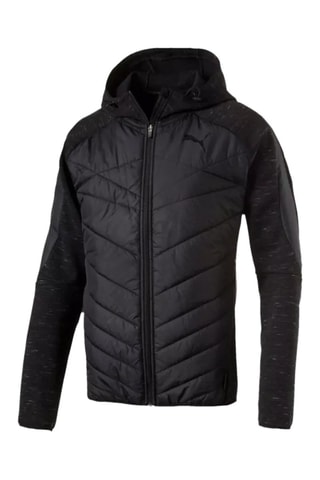 Piumino con cappuccio Evostripe - Nero melange