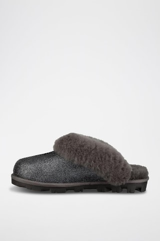 Pantofole imbottite in pelle di montone Coquette Sparkle - Nero