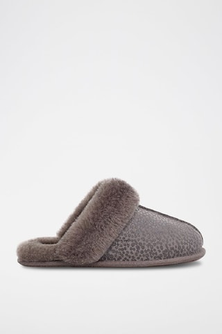 Pantofole in pelle scamosciata - Grigio scuro