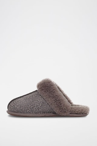 Pantofole in pelle scamosciata - Grigio scuro