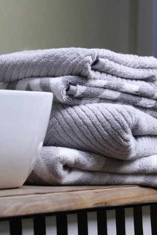 Serviette de bain Chevron - Blanc - 76 x 142 cm