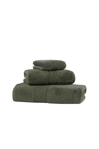 3 serviettes Galata - Vert olive - 30 x 40, 70 x 140 et 100 x 150 cm