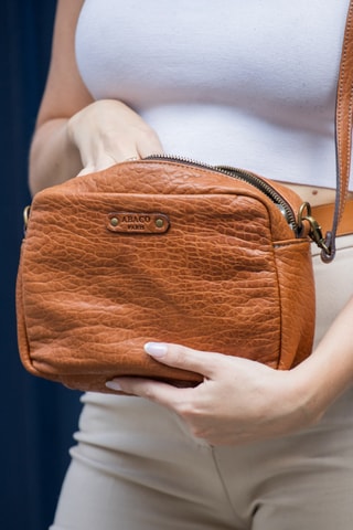 Sac bandoulière en cuir d'agneau Maelys - Camel