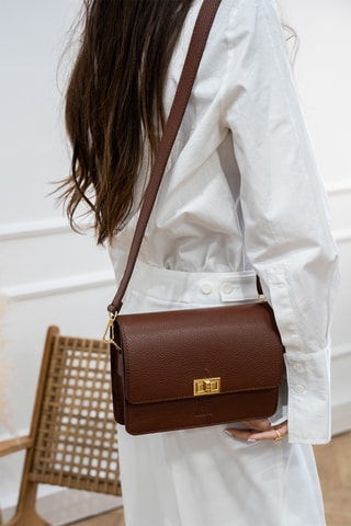 Sac bandoulière en cuir Gaya - Marron