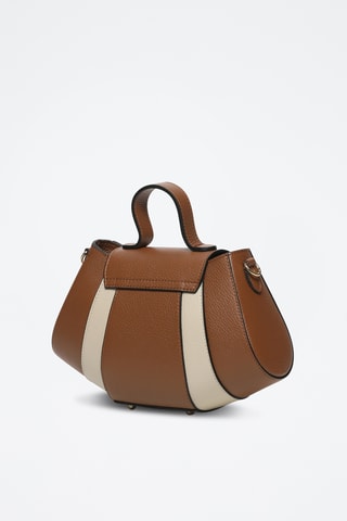 Sac bandoulière en cuir Lara - Beige et marron