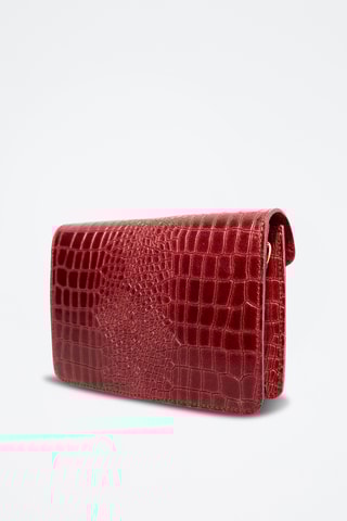 Sac bandoulière en cuir Amber crocos - Bordeaux