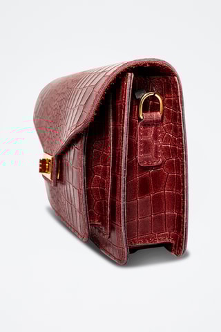 Sac bandoulière en cuir Amber crocos - Bordeaux