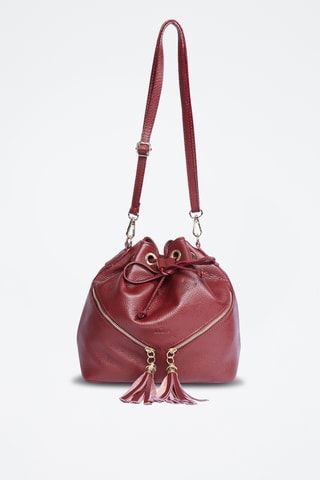 Sac seau en cuir Beth - Bordeaux