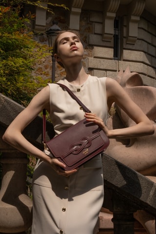 Sac bandoulière en cuir Ambre  - Bordeaux