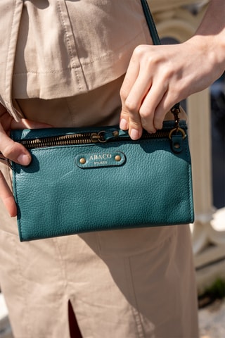 Sac bandoulière en cuir Simone - Doré et vert