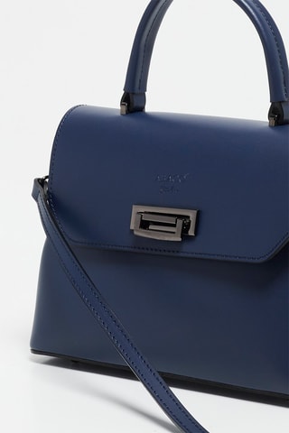 Sac à main en cuir de vachette Laurie - Bleu marine