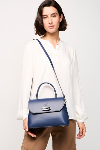 Sac à main en cuir de vachette Laurie - Bleu marine