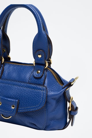 Sac à main en cuir Odelita - Bleu et doré