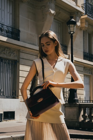 Sac bandoulière en nubuck Louis - Marron