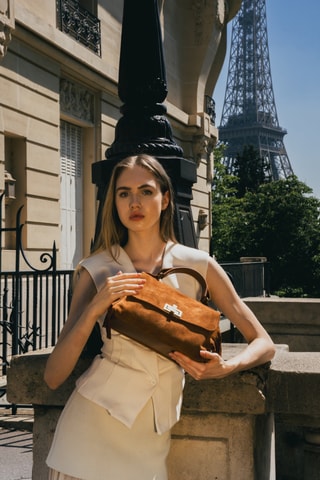 Sac à main en nubuck Neva  - Camel