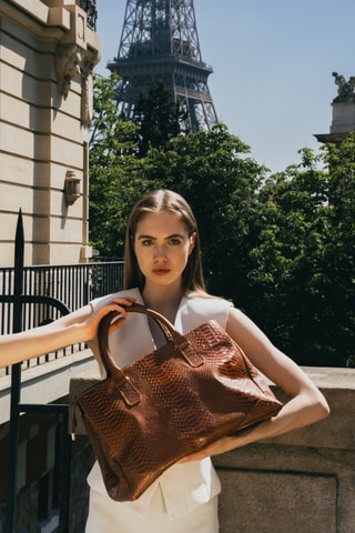 Sac à main en cuir Myra  - Marron