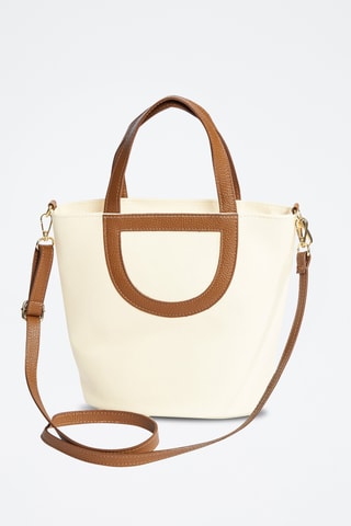 Sac bandoulière en cuir Saia - Blanc et camel