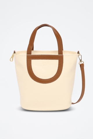 Sac bandoulière en cuir Saia - Blanc et camel