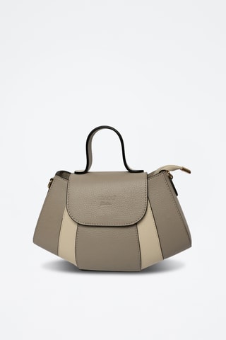 Sac bandoulière en cuir Lara - Taupe et blanc