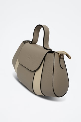 Sac bandoulière en cuir Lara - Taupe et blanc