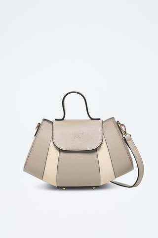 Sac bandoulière en cuir Lara - Taupe et blanc