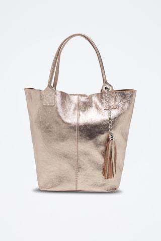 Sac porté épaule en cuir Yana - Doré et rose