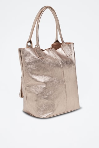 Sac porté épaule en cuir Yana - Doré et rose