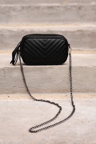 Sac bandoulière en cuir Pat - Noir