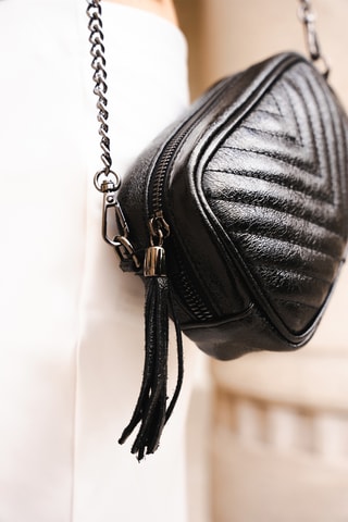 Sac bandoulière en cuir Pat - Noir