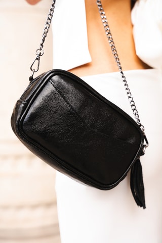 Sac bandoulière en cuir Pat - Noir