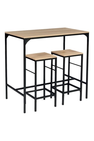 Table de bar et 2 tabourets de bar Pharell - Imitation bois et noir