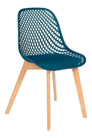 4 chaises Maelle - Bleu canard et naturel