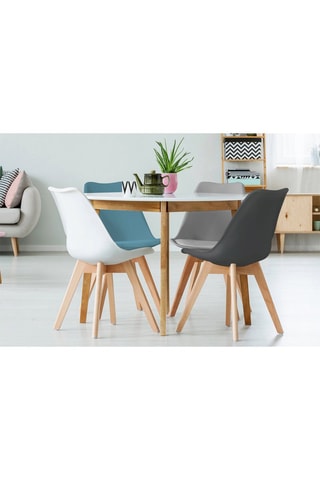 4 chaises Suedia - Gris et turquoise