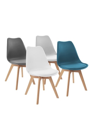 4 chaises Suedia - Gris et turquoise