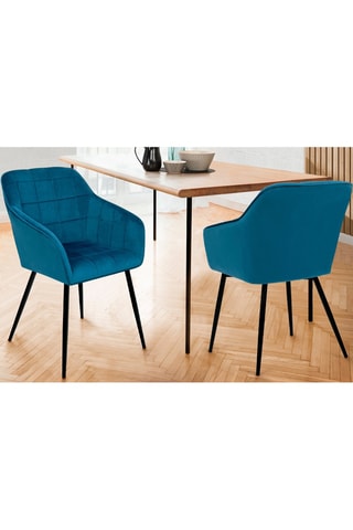 2 fauteuils Melinda - Bleu - Revêtement tissu velours