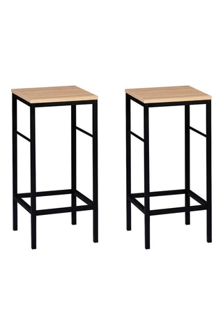 2 tabourets de bar Memphis - 
Noir  et imitation bois