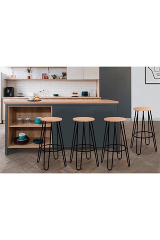 4 tabourets Missouri - Imitation bois et noir