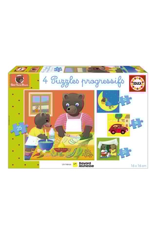 4 puzzles Progressifs Petits Ours Bruns - 12, 16, 20 et 25 pièces