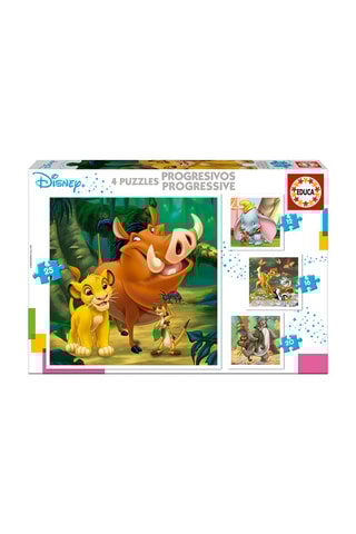 4 puzzles progressifs Le Roi Lion, Le Livre de la Jungle, Bambi et Dumbo Disney - 12/16/20/25 pièces - Dès 3 ans