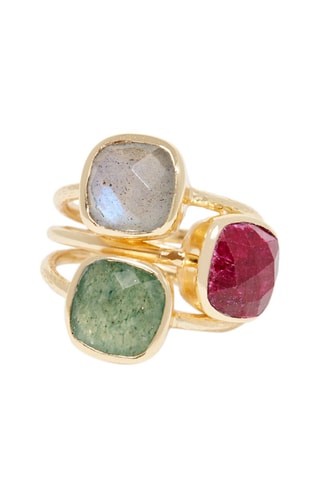Bague Elsa 
Aventurine, labradorite et rubis