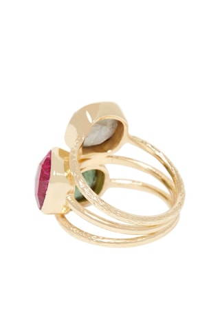 Bague Elsa 
Aventurine, labradorite et rubis