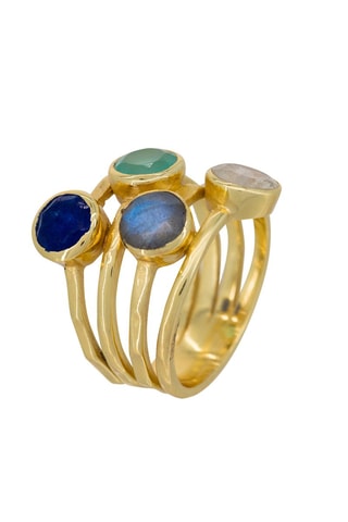 Bague Jovannia - Aqua calci, labradorite, jade et rainbow