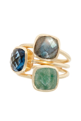 Bague Elsa  
Labradorite, aventurine et iolite